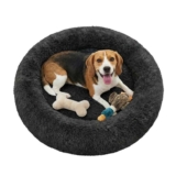 Ochama Plush Donut-Shaped Dog Crate Bed with Removable & Washable Cover – Black/ Pink/ Dark Grey (w/voucher