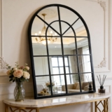October Elf 50x70cm Bathroom Arched Wall Mirror Ink Black Bathroom Vanity Mirror/Wall Mounted/Leaning Floor/Aluminium Frame/Waterproof & Dustproof/Bedroom, Hallway & Mantel