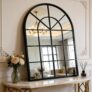 October Elf 50x70cm Bathroom Arched Wall Mirror Ink Black Bathroom Vanity Mirror/Wall Mounted/Leaning Floor/Aluminium Frame/Waterproof & Dustproof/Bedroom, Hallway & Mantel