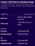 Octopus 12M Fixed Octopus Energy Low Standing Charge Trial