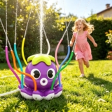 Octopus Water Sprinkler for Kids, Outdoor Garden Spray Toy, Purple Octopus Water Sprinkler Toy for Lawn and Garden, Outdoor Water Spray Fun