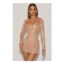 Odelie Embellished Sweetheart A-Line Mini Dress in Almond