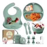 Odoe 11-Piece Baby Weaning Set with Suction Bowl, Spoons, Bibs