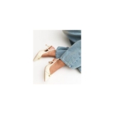 Off White Faux Leather Ring Slingback Court Shoes