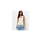 Off White Lace Trim Relaxed V-Neck Vest