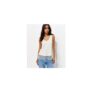 Off White Lace Trim Relaxed V-Neck Vest