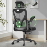 Office Chair – Ergonomic Desk Chair with Lumbar Support Headrest Adjustable, Padded Flip-up Armrests Comfy Seat Cushion High Back Executive Manager Chair For Home Office