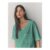 Oil Blue Oversized V-Neck Short Sleeve T-Shirt