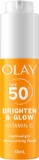Olay Vitamin C Brighten & Glow 3in1 Moisturising Fluid SPF50 Hydrating Skincare Moisturiser and Primer with Niacinamide. Hydration, Glow, UV Protection, Corrects Dark Spots 50ml