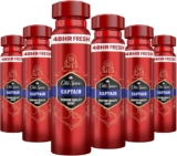 Old Spice Captain Deodorant Body Spray For Men 150 ml, 48H Fresh, 0 Percent Aluminium Salts, Anti-White Marks and Yellow Stains x6
