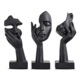 Oliruim Black Woman Face Statue 3-Piece Set Modern Home Decor