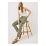Olive Dash Print Tapered Trousers