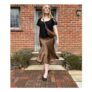 Oliver Bonas Green Velvet Mini Dress