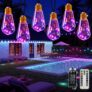 Ollny Christmas Lights 6m Hemp Rope Festoon Light Mains Powered, Fairy String with 16 S17 Bulbs/160 LEDs/Remote/Plug/Modes/Timer, Purple and Orange Lighting for Indoor Outside Outdoor Xmas Decs