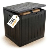 Olsen & Smith 118L Outdoor Garden Storage Box, Lockable Weatherproof Plastic Storage Chest