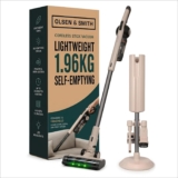 Olsen & Smith Self-Empty Cordless Vacuum Cleaner Lightweight 5.3kg Stick & Handheld Bagless Hoover, 18kPa Suction, 25min Runtime, H13 HEPA, LED Headlights Pet Hair, Car & Carpet – Cream