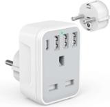 Omivine UK to European Travel Adaptor with 4 USB Ports (1 USB C) (Type E/F) sold by Omivine-UK / FBA