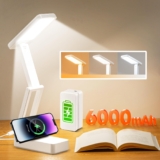 One Fire 6000mAh Rechargeable Lamp Battery Powered Lamp,3 ColorsDimmable Desk Lamp Bedside,Timer Reading LightUSB Charging Cordless&Portable Light Operated for Bedroom,Reading,Office,Nail