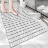 Onihan Shower Mat Non Slip Anti Mould,3616 INCH Extra Long Bath Mat Non Slip for Shower and Bath,Rubber Nonslip Bathmat for DIY Cut,Machine Washable,Safe Shower for the Elderly and Children(Grey)