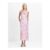 Oona Satin Cowl Neck Pink Floral Midi Dress