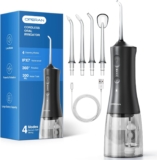 Operan Rechargeable Oral Irrigator 300ML,Black,1 Pack4 Nozzles