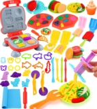 Ophy Dough Tools Kit for Kids – 54 Pcs Dough Accessories Include Hamburger Maker Dough Tools, Ice Cream Maker, Noodles and Cutters Dinosaur Molds Dough Sets Gift for Boys Girls Educational Toy
