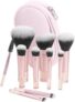 Optimised 10-Piece Makeup Brush Set with Rose Gold Handles & Soft Two-Toned Bristles for Foundation Powder Eyeshadow – Portable Travel Bag Included Ideal for Beginners Acrylic Grip Complete Collection