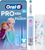 Oral-B Pro Kids Electric Toothbrush, 1 Toothbrush Head, x4 Frozen Stickers, 1 Travel Case, 2 Modes with Kid-Friendly Sensitive Mode, for Ages 3, 2 Pin UK Plug, Blue