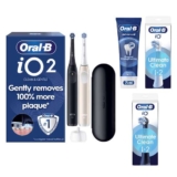 Oral-B iO2 Night Black & Calm Pink Electric Toothbrush Duo Pack 4 Brush Heads Toothpaste Floss (£62.75 with new customer code)