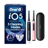 Oral-B iO5 Electric Toothbrushes for Adults, 2 Handles, Black & Pink