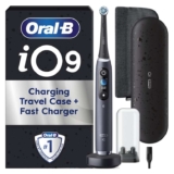 Oral-B iO9 Electric Toothbrush, Black Onyx, 1 Handle – App Connected, 1 Brush Head & Travel Case – With Voucher