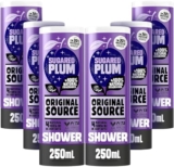 Original Source Sugared Plum Shower Gel with 100percent Natural Fragrance, Vegan Shower Gel, Paraben Free Body Shower Wash, Multipack of 6 x 250ml