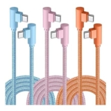 Orseoose 3 Pack 6ft 90 Degree USB-C to USB-C Nylon Braided Charger Cables