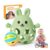 Orzbow Teething Mitten with Rattle – Silicone Bunny Teether Olive Green