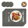 Osrioal 4-Piece Placemats and Coasters Set, Non-Slip, 43×30 Cm, Black