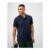 Ottoman Rib Placket Cotton Polo Shirt in Navy