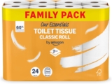 Our Essentials by Amazon Toilet Tissue Classic Roll, 2-ply, 24 Rolls (1 Pack of 24), 200 Sheets per Roll