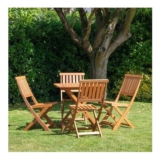 Outdoor 4 Person Folding Square Wooden Garden Dining Table Chairs Set