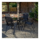 Outdoor 4 Person round Glass Top Garden Dining Table Chairs Set