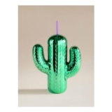 Outdoor Cactus Plastic Tumbler with Straw