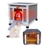 Outdoor Cat House with Liner, Escape Door for Cat Puppy Rabbit Small Pets
