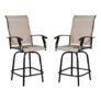 Outdoor Swivel Bar Stools, 2-Pack, High-Back, All-Weather Textilene, Brown