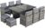 Outsunny 10 Seater Rattan Cube Garden Furniture Set for Patio Mixed Grey Parasol Hole, Rattan Dining Set, Cushions, Outdoor Dining Table and Chairs, Rectangular Glass Top Table