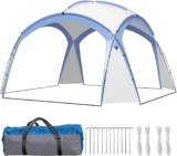 Outsunny 3.5 x 3.5M Camping Gazebo, Outdoor Event Shelter Dome Tent Garden Sun Shelter Patio Spire Arc Pavilion Camp Sun Shade Tent for 6-8 Person, Light Blue
