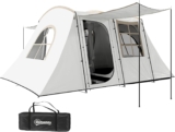 Outsunny 4 Man Tunnel Tent, Family Camping Tent with Porch, Bedroom and Living Area, Sewn in Groundsheet, 3000mm Waterproof, Portable with Bag for Festival, Hiking, Backpacking