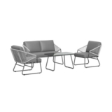 Outsunny 4 Piece Rattan Garden Furniture Set with Cushions, Grey