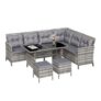 Outsunny 6 PCs Patio Wicker Sofa Set Rattan Chair Furniture W/ Glass & Cushioned