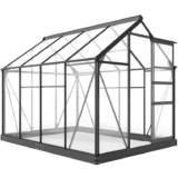 Outsunny 6 x 8ft Polycarbonate Greenhouse Walk in Slide Door Grey