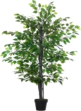 Outsunny Artificial Ficus Tree 145 cm Decorative Artificial Trees in Pot
