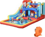 Outsunny Bouncy Castle with Water Slide, 4 in 1 Trampoline Climbing Wall, Kids Inflatable Bounce House with Blower Storage Bag, for Kids Indoor, Outdoor, 4.35 x 2.45 x 2m